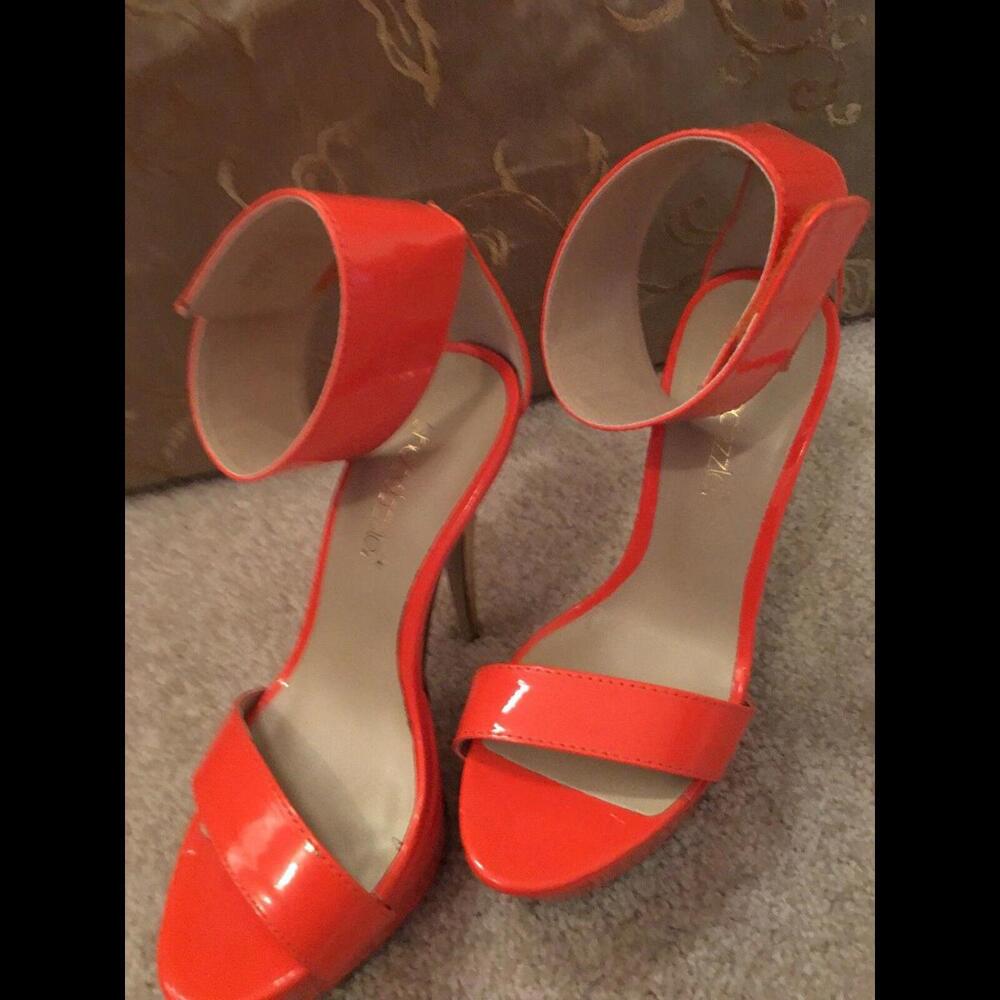 😎🧡Orange Shoedazzle 5.5 High Heels - Ankle Strap Shoes - Picture 3 of 12